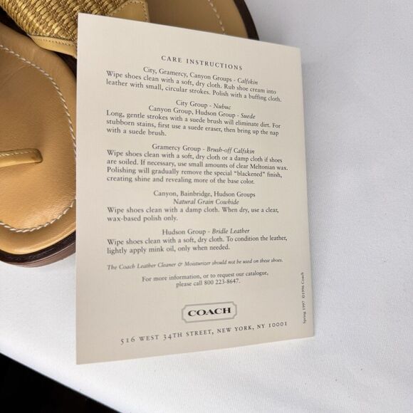 Coach Sz 7.5B Woven Square Toe Thong Sandals Nadya Des Desert Brown Leather J375 - Picture 10 of 12